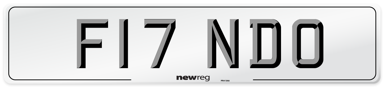 F17 NDO Number Plate from New Reg
